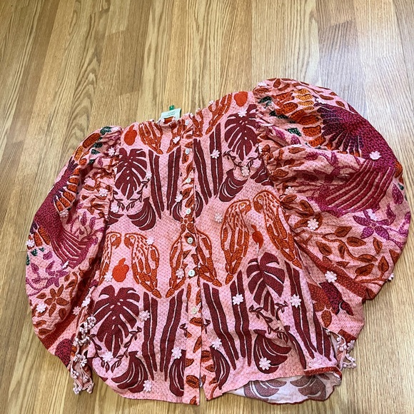 Farm Rio Ainika Print Macaws Blouse Size XS - Picture 9 of 10